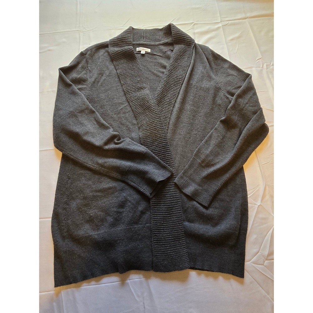 Croft & Barrow Women's XL Gray Open Front Cardigan‎ Sweater Casual Knit